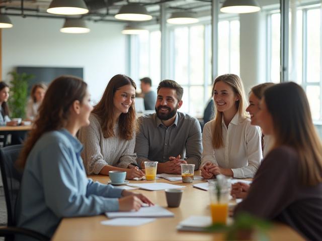 Team of professionals collaborating in a modern office space