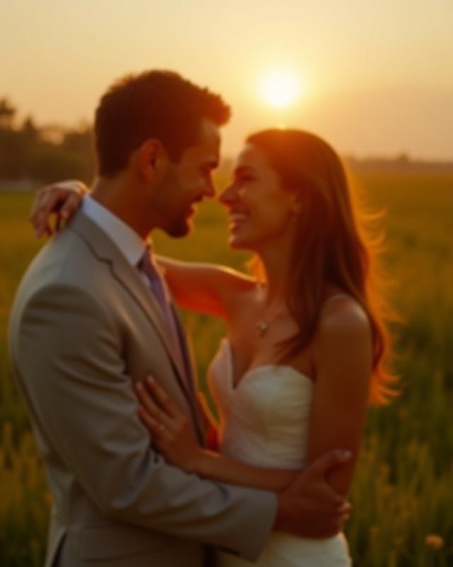 Joyful wedding couple captured in natural light